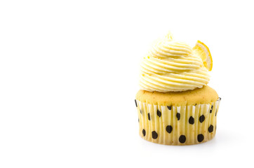 Lemon cupcakes isolated white background