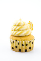Lemon cupcakes isolated white background