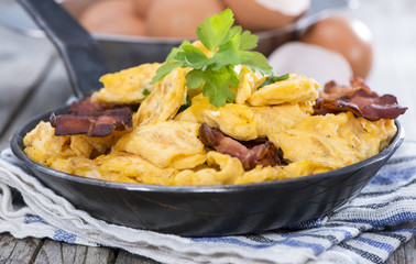 Portion of Scrambled Eggs with Bacon