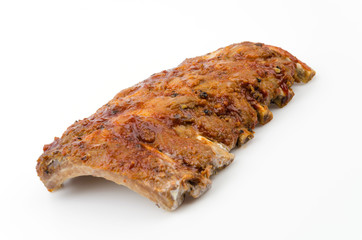 Ribs bbq pork isolated white background