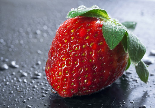 Wet sweet strawberry