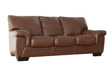 Light brown sofa (couch) isolated on white