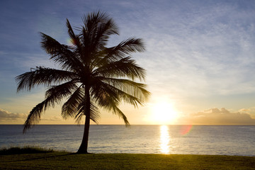 Naklejka na ściany i meble zachód słońca nad Morze Karaibskie, Barbados