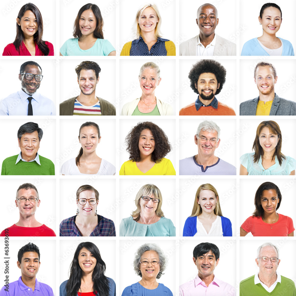 Sticker portrait of multiethnic colorful diverse people - Stickers