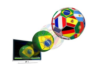 Obraz premium Ball with Flag Flying out from LCD Display