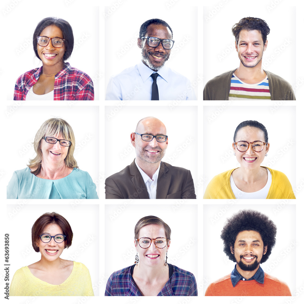 Canvas Prints Portrait of Multiethnic Colorful Diverse People