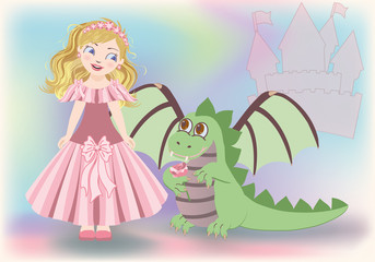 Cute little princess and dragon, Happy Saint George