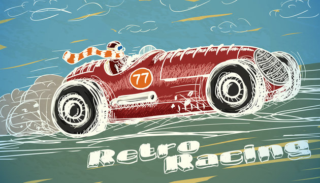 Retro racing car poster