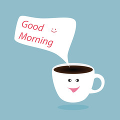 Hot coffee cup and good morning bubble,vector design