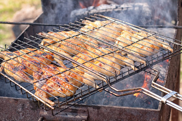 Preparation of quail on the grill