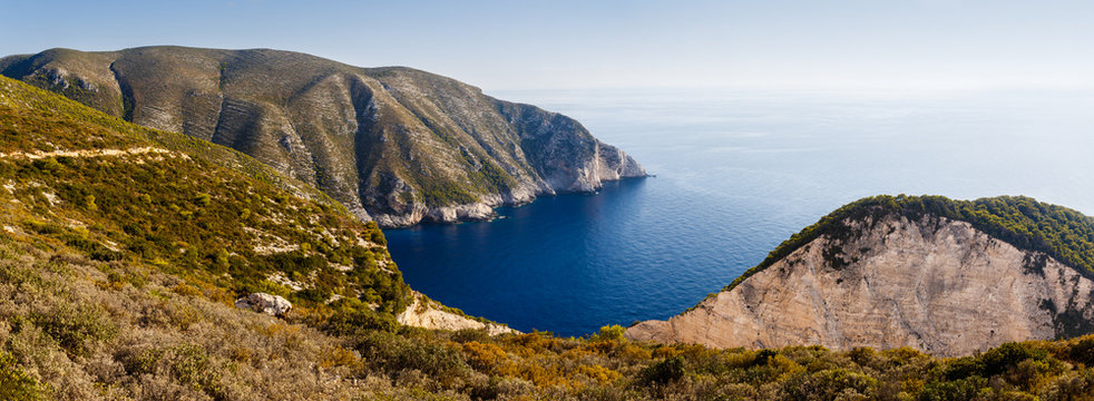 Beautiful Bay Panorama in Zakynthos Island, Greece.