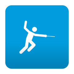 Etiqueta tipo app azul simbolo esgrima