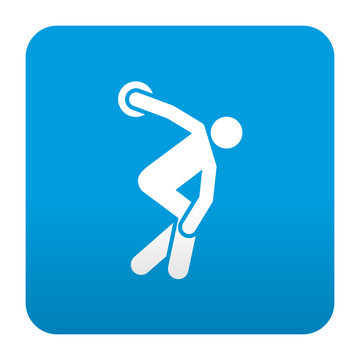 Etiqueta tipo app azul simbolo lanzamiento de disco