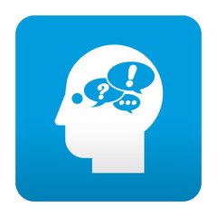 Etiqueta tipo app azul simbolo pensamiento