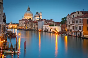 Fotobehang Grand Canal and Basilica at dusk, Venice, Italy. © milangonda