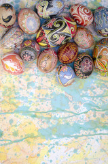 Fototapeta premium Easter eggs background paint