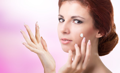 Fototapeta premium Natural Cream for Care Skin Face Woman.Spa