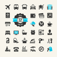 Hotel services web icon set