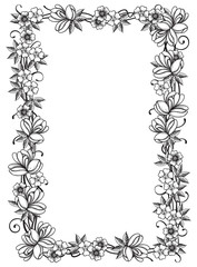 Vector Retro floral border  at engraving style.