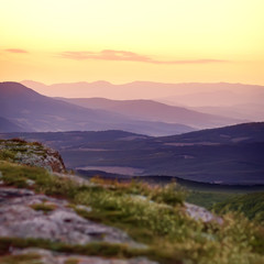 Fototapeta na wymiar Majestic sunset in the mountains landscape