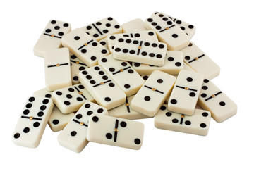 many white dominoes isolated on a white background