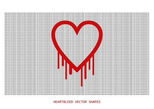 Heartbleed openssl bug vector shape, bleeding heart with wall of