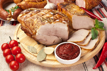 Different types of home-made pork.