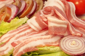 Fresh Bacon and Vegetables on the Dish, XXXL