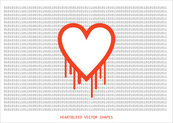 Heartbleed openssl bug vector shape, bleeding heart with wall of