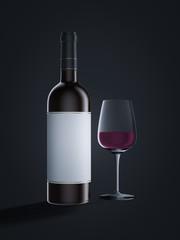 wine bottle with glass