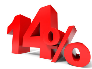 Red fourteen percent off. Discount 14%.