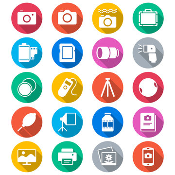 photography flat color icons