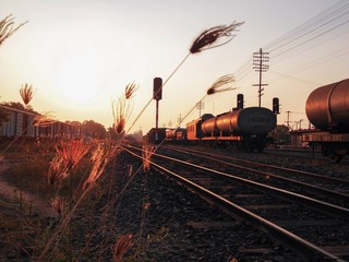 Railroad in evening