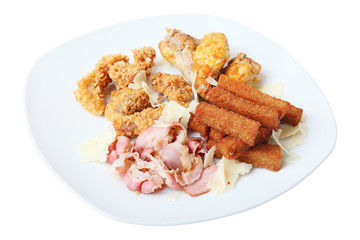 different appetizer to beer on a dish