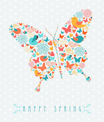 Naklejka premium Happy Spring colorful butterfly concept