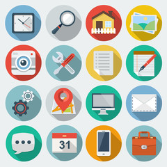 Flat Icons with long shadow,set 3