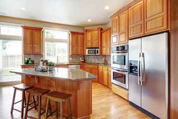 Modern kitchen room with island