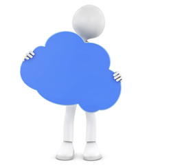 3d people - man, person holding a cloud