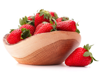 Strawberries in wooden bowl cutout