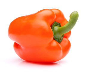 Orange sweet bell pepper isolated on white background cutout