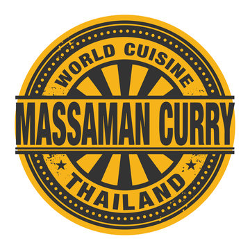 Abstract stamp or label with the text World Cuisine, Massaman Cu