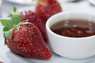 Jam with fresh strawberry