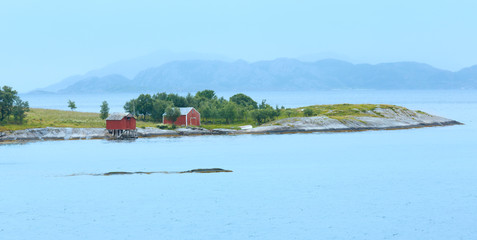 Ranfjorden summer cloudy view (Norway)