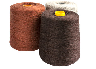 Coils with linen yarn isolated on white background