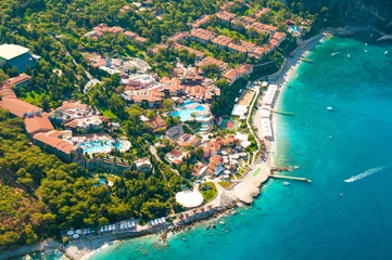 Aluminium Prints Turkey View from parachute on hotel Fethiye, Turkey.