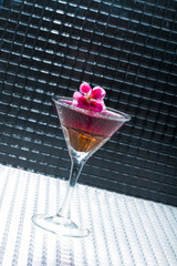 Cocktail with caviar and whisky