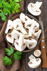 Raw mushrooms