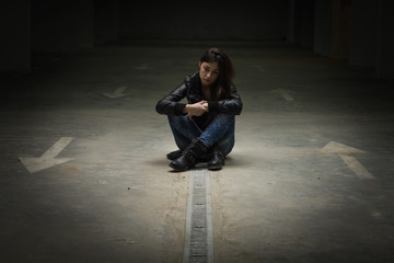 Depressed and lonely teenage girl