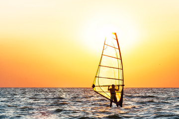 Windsurfing at sunset