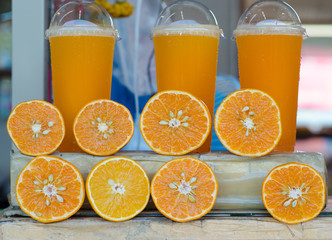 orange juice at local market Thailand